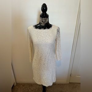 Cream lace dress with exposed zipper